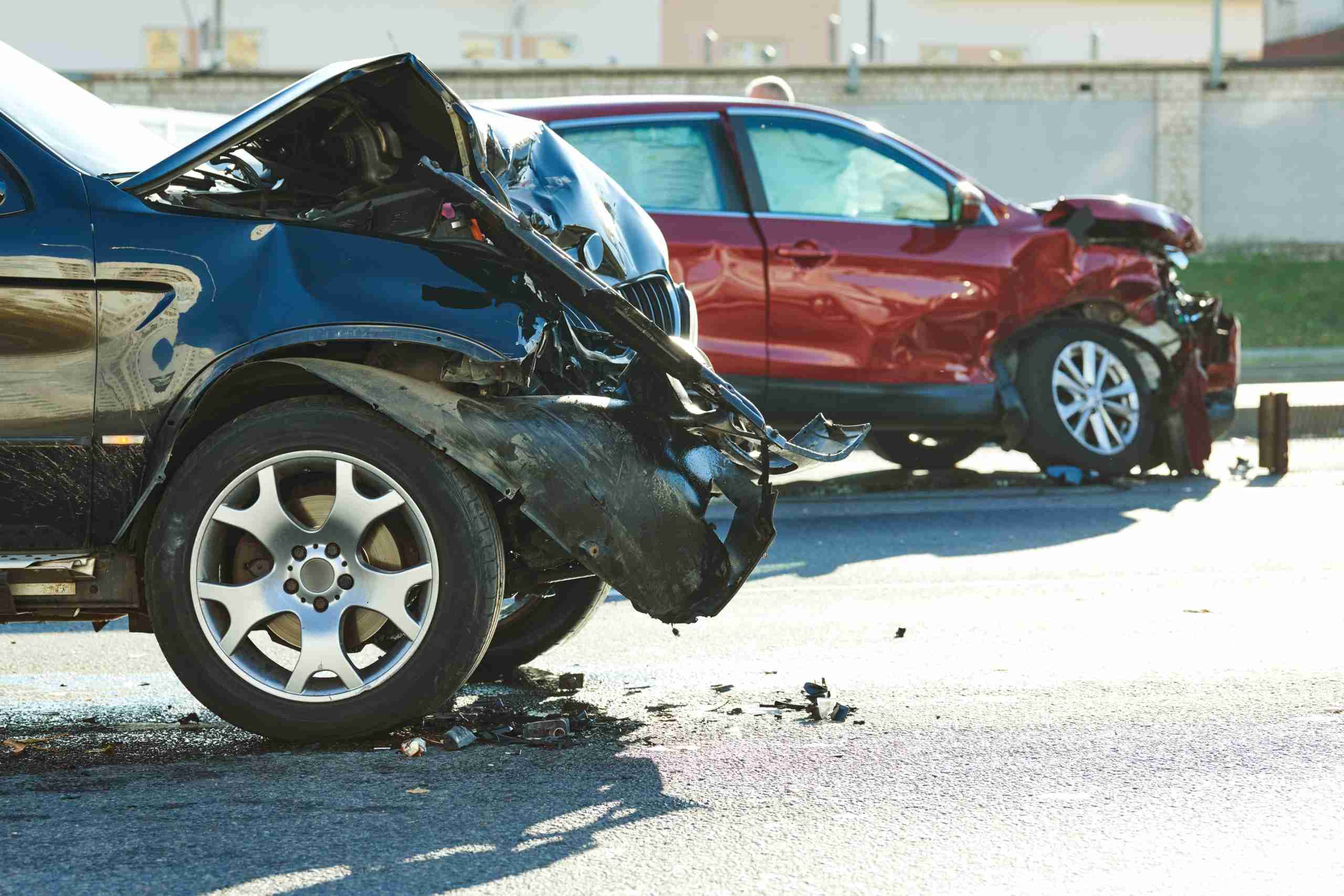 car crash accident on street. damaged automobiles Chiropractor After a Car Accident in Woodbury